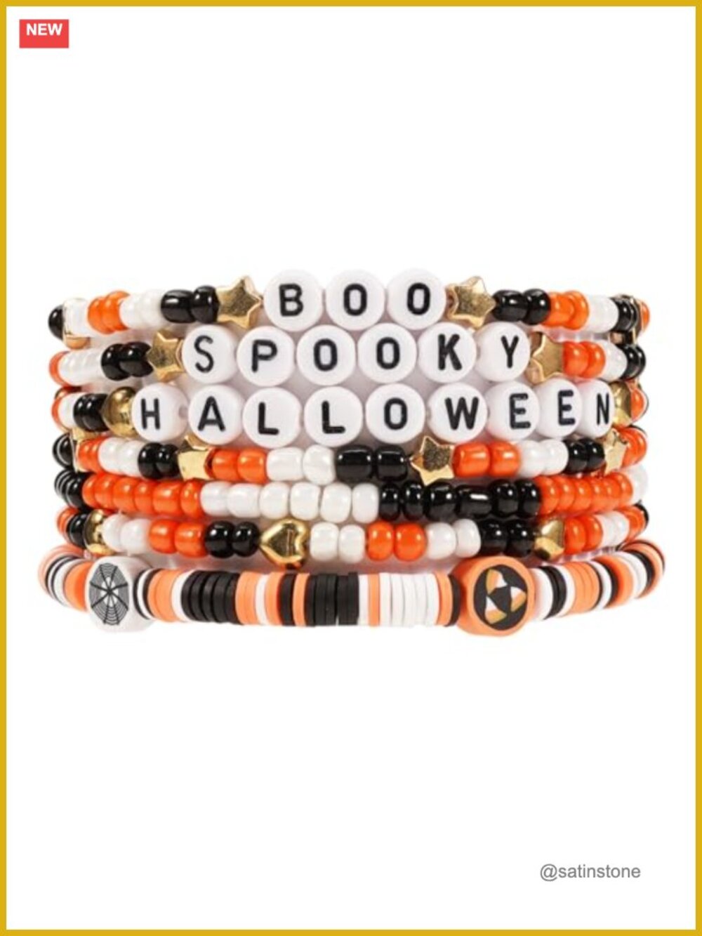 Heishi Beaded Stretch Bracelets Stackable Halloween Multi-Layer Women's